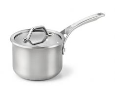 Calphalon AccuCore Kochtopf mit Deckel, Edelstahl, flach, 2,5 l Topf 2-Quart silber