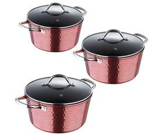 Bergner Stielkasserolle, 20/24/28, geschmiedetes Aluminium, mit Saphirdeckel, 3 Stück