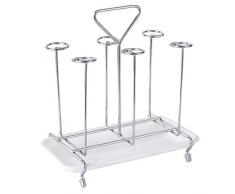HMANE Tassenständer für 6 Tassen, Metall, Glas, Abtropfgestell, Weiß