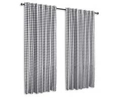 CottonLin Buffalo Gardine mit Schlaufen, kariert 50x108 grau, weiß