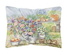 Carolines Treasures APH3567PW1216 Deko-Kissen, Motiv: Blumenstrauß und Katze, 30,5 x 40,6 cm, Mehrfarbig