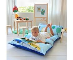 Kinder-Bodenkissen, ausklappbar, Stoffbezug für Bett und Spielzimmer, Lesen, Videospiele oder Fernsehen. Sitzsack, Ottoman, Relaxsessel, Couch Alternative. blau Kissen nicht im Lieferumfang enthalten Queen Transportation