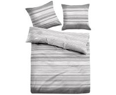 TOM TAILOR 0009797 Flanell Bettwäsche Garnitur mit Kopfkissenbezug (Baumwolle) 1x 135x200 cm + 1x 80x80 cm, grau