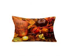 Herbstkürbisernte dekorative Kissenbezüge Herbstdekoration Bauernhaus Gemüse Ahornblätter Baum Landschaft Lendenwirbeln Baumwolle Leinen Überwurf Kissenbezug Couch Sofa Dekor rechteckig 30,5 x 50,8 cm 12 X 20 Inches B