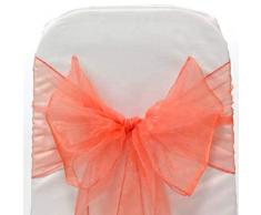 mds Organza-Stuhlschärpen, für Hochzeits- und Veranstaltungszubehör, Party-Dekoration, Stuhlhusse, Schärpe – 30 Farben 10 Korallenrot