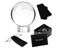 IFOLAINA Kristallkugel Foto klar K9 Optische Glaskugeln Fotografie Zubehör mit Ständer, Flanell und Mikrofaser-Beutel, dekoratives Handwerk mit Geschenkbox 100mm