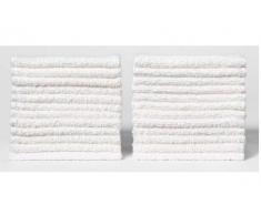 ECO TOWELS Waschlappen, natürliche Baumwolle, 30,5 x 30,5 cm, Waschlappen, maschinenwaschbar, Waschlappen und Waschlappen für das Badezimmer, 24 Stück 24-Pack weiß