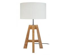 Tosel 63635 Lampe – Vidar Holz Buche, Poly, Lampenschirm Baumwolle, E27, 60 W, Natur