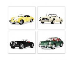 AtoZStudio Classic Car Wall Art – Set von 5 Drucken // Spielzimmerdeko // Kinderzimmer Poster // Transport Auto Kinderzimmer // Geburtstag Party Dekoration // Vintage 8x10 Set 4 Retro1