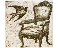 3dRose CST_110259_4 Vintage Stuhl und Vogel Steampunk Art Keramikfliesen-Untersetzer, 8 Stück