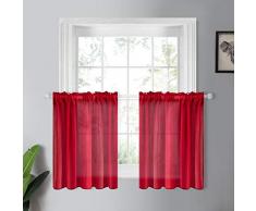 YOKISTG Vorhänge aus Leinen, durchsichtig, für Schlafzimmer, Wohnzimmer, 2 Paneele 25 x 24 rot