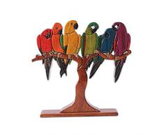 NOVICA Rainbow Aras Zeder und Mahagoni Holz Skulptur