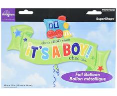 amscan 3090401 40 x 22 Welcome Little Boy Super Shape Folienballon