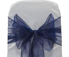 mds Organza-Stuhlschärpen, für Hochzeits- und Veranstaltungszubehör, Party-Dekoration, Stuhlhusse, Schärpe – 30 Farben 10 Marineblau