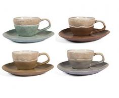 H&H Malika Teetasse mit Untertasse verschiedene farben