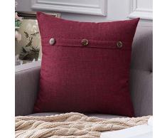 MIULEE Dekorative Lendenwirbel-Kissenbezüge, Landhaus-Stil, Leinen, Kissenbezüge, Vintage-Dekor, Beige für Couch Sofa Schlafzimmer Auto 1 Piece, 20x20 Three Button-Cranberry Red