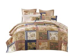 Tache Home Fashion Japanische Emperor Garden Floral Patchwork Tagesdecke Set