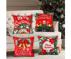 BSSN 4er Set Weihnachten Wurfkissenbezug 45,7 x 45,7 cm Dekorative Weihnachten Kissenbezug Fall Kissen Custom Reißverschluss Quadrat Kissenbezug für Thanksgiving Day Weihnachten Weihnachtsbaum