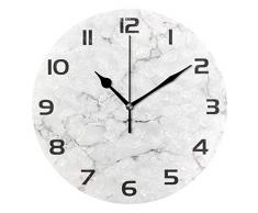 Baofu Moderne Wanduhr, rund, Regenbogen-Schmetterling, Blume, geräuschlos, batteriebetrieben, akkurate Dekoration für Küche, Wohnzimmer, Schlafzimmer, Büro, 25,4 cm 10 Inch Marble B
