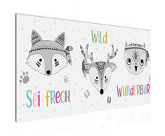 Bilder Kinderzimmer Tiere Wandbild 100 x 40 cm Vlies - Leinwand Bild XXL Format Wandbilder Wohnzimmer Wohnung Deko Kunstdrucke Weiß 1 Teilig - MADE IN GERMANY - Fertig zum Aufhängen 019712c
