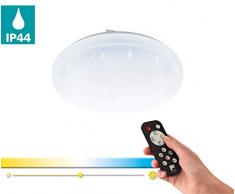 EGLO Access LED Deckenleuchte Frania-A, 1 flammige Badezimmer Lampe, Wandlampe Kristall-Effekt, Stahl, Kunststoff, weiß , Fernbedienung, Farbtemperaturwechsel (warm - kalt), dimmbar, IP44, Ø 30 cm