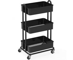 SimpleHouseware Rollwagen aus Metall, 3 Etagen schwarz