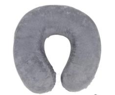 Rajlinen Reisekissen aus 100% reinem Memory-Schaum, für Flugzeuge und Reisen, mit Ultra Plüsch-Velours-Bezug Casual Standard U Shaped Neck Pillow hellgrau