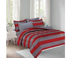 Mytex LLC Show Your Colors 11-teiliges Bett in Einer Tasche, gestreift, mit gebürstetem Stoff für zusätzliche Weichheit, Collegiate Stil, rot/weiß/Silber, voll