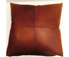 Zafy Leder-Kissenbezüge für Couch Sofa Bett massives Echtleder weich Kissenbezüge 20 X 20 braun