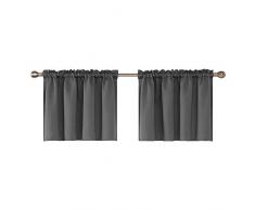 m-deconovo Solid strukturiert geprägt Rod Pocket Blackout Querbehang Vorhänge, Polyester-Mischgewebe, Light Grey-2pcs, 42x18 Inch