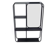 Benjara Wandregal mit Spiegel, vertikal, Metall, Schwarz/silberfarben