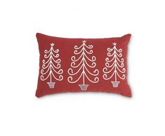 K&K Interiors 53793A Kissen, rechteckig, weihnachtliches Design, 45 cm, Rot