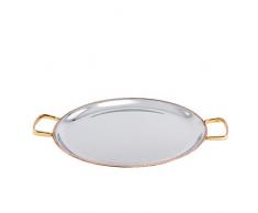 Old Dutch International 2P451H Serviertablett mit Messinggriffen, 2-lagig, massives Kupfer/Edelstahl, geprägtes Muster, 27,9 cm