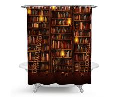 hmwr Schimmelresistent Duschvorhang VINTAGE BÜCHERREGAL Polyester-Wasserdicht-Badezimmer Deco 182,9 x 182,9 cm