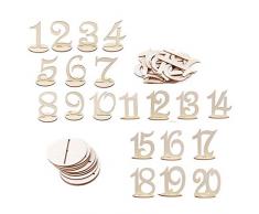 Alinay 20 Stück Holzkarten Zahlen 1 bis 20 Tischdeko Hochzeit Geburtstag Party Tischdekoration