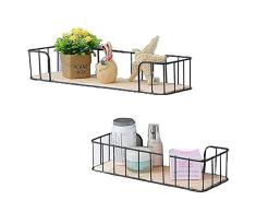 Prime Leader Wandmontage, Metall- und Holzregal, schwebende Regale für Schlafzimmer, Wohnzimmer, Küche, Büro, 2 Stück, Weiß, 34,3 x 13,7 x 8,1 cm und 45 x 13 x 7,1 cm 13.7x5.1x3.1 & 17.7x5.1x3.1 schwarz
