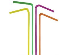 Decor Service Trinkhalme flexibel, Polypropylen (PP), Bunt, 24 x 0,5 cm