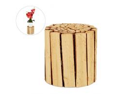 Relaxdays Blumenhocker, Holz, rund, naturbelassen, für Blumentöpfe, Pflanzkübel, Blumenständer HxD: 20,5 x 20 cm, natur