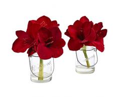 Nearly Natural Fast Natur 4547-s2 Amaryllis in Glas Vase (Set von 2)