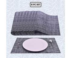 Decozen Platzsets für Esstisch Couchtisch Esstisch Esstisch Set mit 8 Platzsets, hitzebeständig, leicht zu reinigen, verpackt in wiederverwendbarer Reißverschlusstasche, 30,5 x 45,7 cm grau
