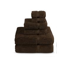 Türkisches türkisches Handtuch-Set aus türkischer Baumwolle, umweltfreundlich, 2 Badetücher, 2 Handtücher, 2 Waschlappen, 2 Waschlappen, von Turkish Towel Set of 6 Cocoa