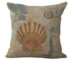 Sea World Kissenbezug, bedruckt Baumwolle Leinen Überwurf Kissen Fall Kissenbezug Form pillowslip Pullunder quadratisch Reißverschluss gemustert Kissenbezüge für Home Sofa Stuhl, Conch and Beacon, Cover WITHOUT Pillow Insert