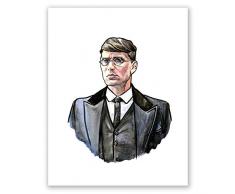 AtoZStudio Peaky Blinders Poster - Tommy Shelby Portrait // Home Wall Art Decor Cillian Murphy Print // Aquarell Artwork Picture // Filmposter 8x10