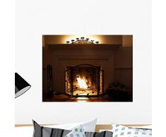 Wallmonkeys WM140026 Wandtattoo, Motiv Feuerstelle mit Brennholz und Kerzen, 61 x 46 cm