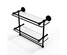 Allied Messing wp-2tb/16-gal-bkm 40,6 cm Galerie Doppel Glas Regal mit Handtuchhalter Bar, matt schwarz