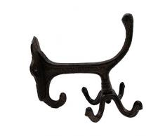 Comfy Hour Kleiderhaken aus Gusseisen, 5 Haken, für Kleider- und Schlüsselhaken, robust, braun, recycelt, dekorative Geschenkidee