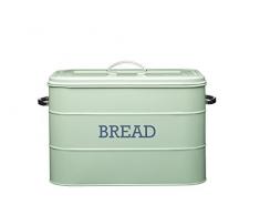Kitchen Craft Living Nostalgia Großer Metall Brotkasten, Stahl, Grün, 21.5 x 37.5 x 26 cm