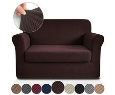 RHF 2 separate Stücke Loveseat Bezug, Schonbezüge für Couches und Loveseats mit separatem Kissenbezug, Jacquard High Stretch Loveseat Slipcover (Loveseat: Dunkelgrau) Loveseat schokoladenbraun