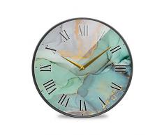 Baofu Wanduhr mit Sonnenblumen-Motiv, rund, schön, Vintage, geräuschlos, batteriebetrieben, akkurate römische Ziffern, dekorativ für Küche, Wohnzimmer, Schlafzimmer, Büro, 30,5 cm 12 Inch Grüner Marmor