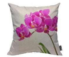 Mugod Dendrobium Kissenbezug rosa lila Orchidee Tropische Blumen Natur Blumen Dekorative Überwurfkissen Baumwolle Leinen Indoor quadratisch Kissenbezug 45,7 x 45,7 cm für Zuhause Sofa Couch